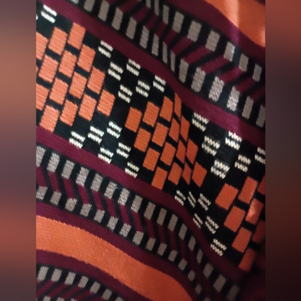Women's Multicolor Patterned Sweater Poncho. - Picture 3 of 5